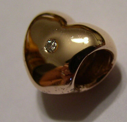 Kaedesigns, New Genuine 9ct Yellow, Rose or White Gold Si Diamond Heart Bead For Charm Bracelet