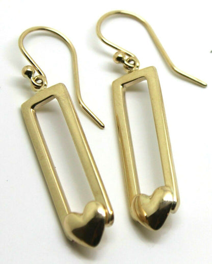 Genuine New 9ct Yellow, Rose or White Gold Heart Drop Hook Earrings