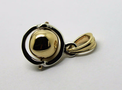 Genuine Sterling Silver & 9ct Yellow Gold Ball 8mm Ball Pendant