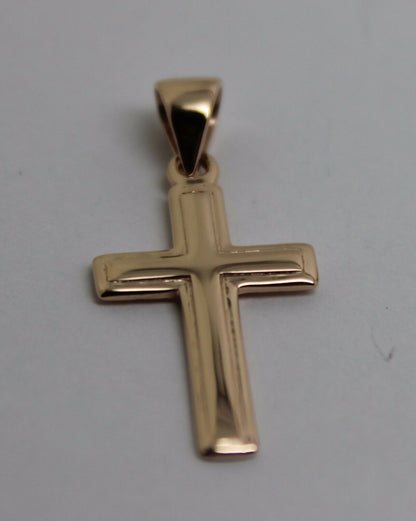 Genuine Small New 9ct 9K Yellow, Rose or White Gold Plain Cross Pendant