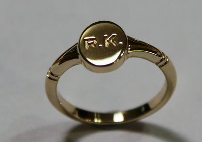 Size P Genuine Full Solid 9ct Yellow, Rose or White Gold Oval Signet Ring Engraved With Two Initials