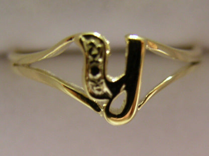 Genuine Delicate 9ct 375 Yellow, Rose or White Gold Initial Ring Y