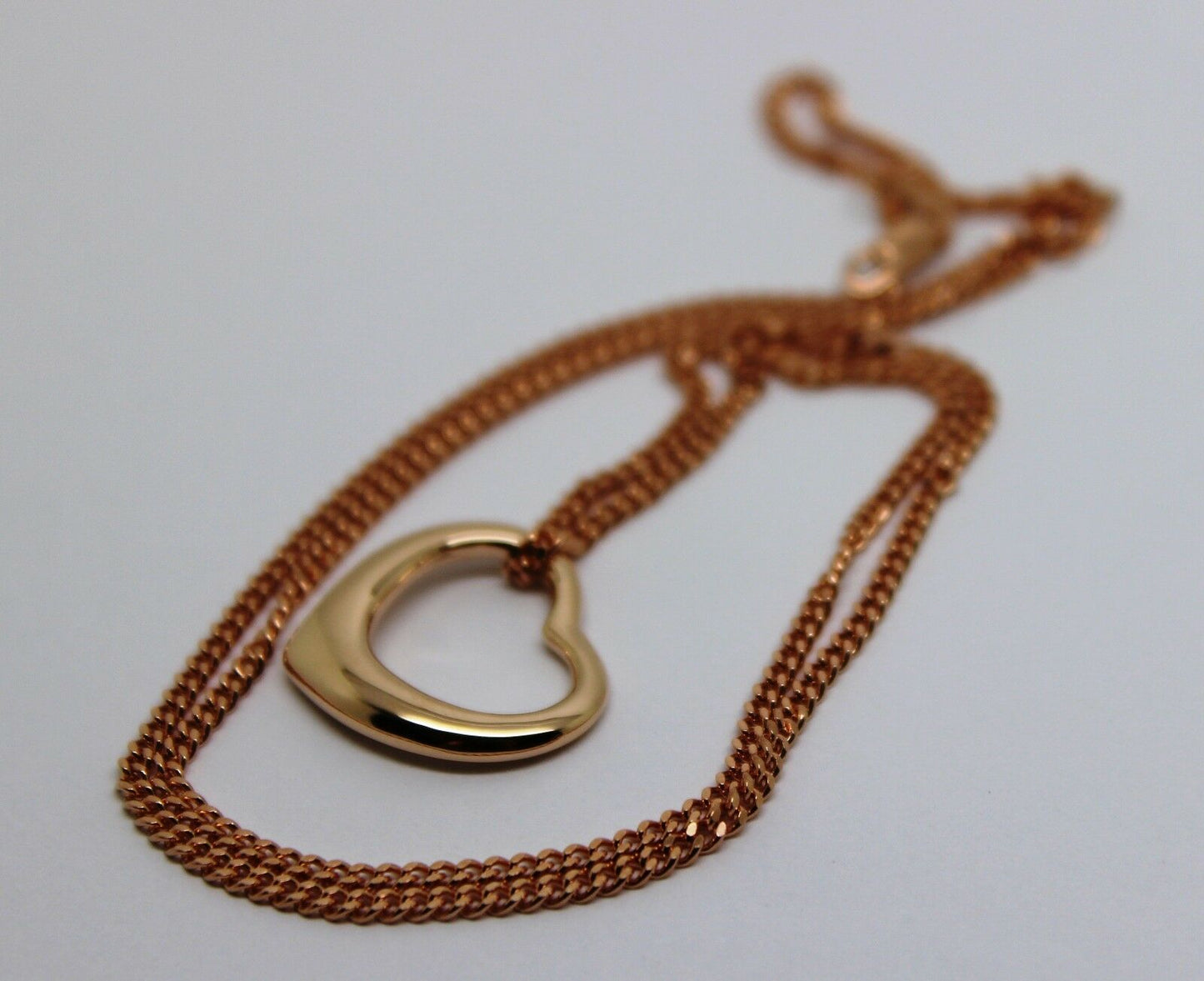 New 9ct 9kt Rose Gold / 375 Belcher Chain Necklace 44cm + Heart Pendant