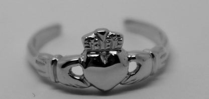 Solid Sterling Silver 925 Irish Claddagh Toe Ring