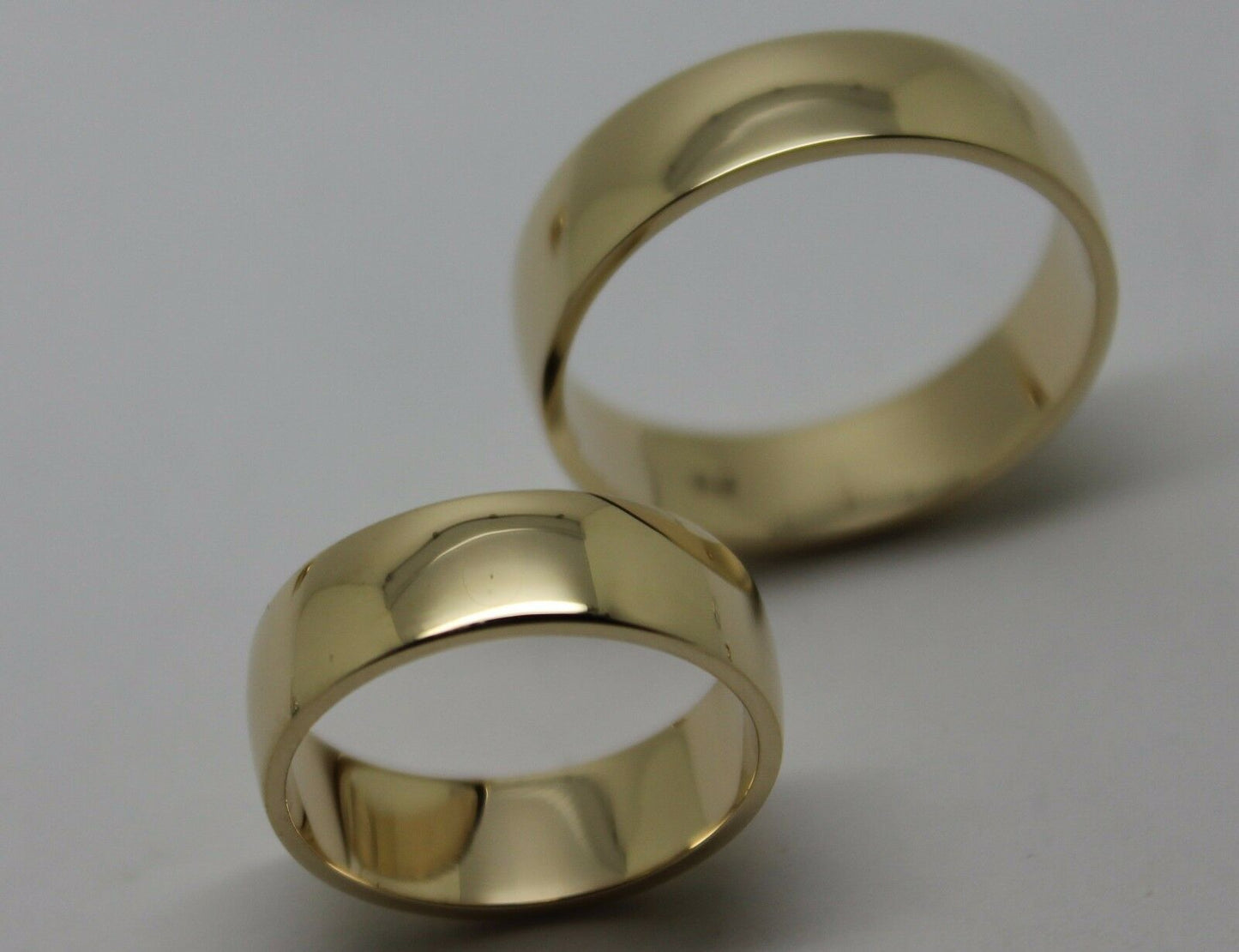 His & Hers Genuine 2 X Full Solid 9Ct Yellow Gold 6mm Wide Wedding Couple Bands Rings