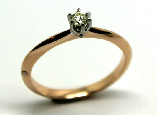 GENUINE NEW  Solitaire 0.10 Carat Round Diamond  Ring 18K 18ct 750 ROSE Gold