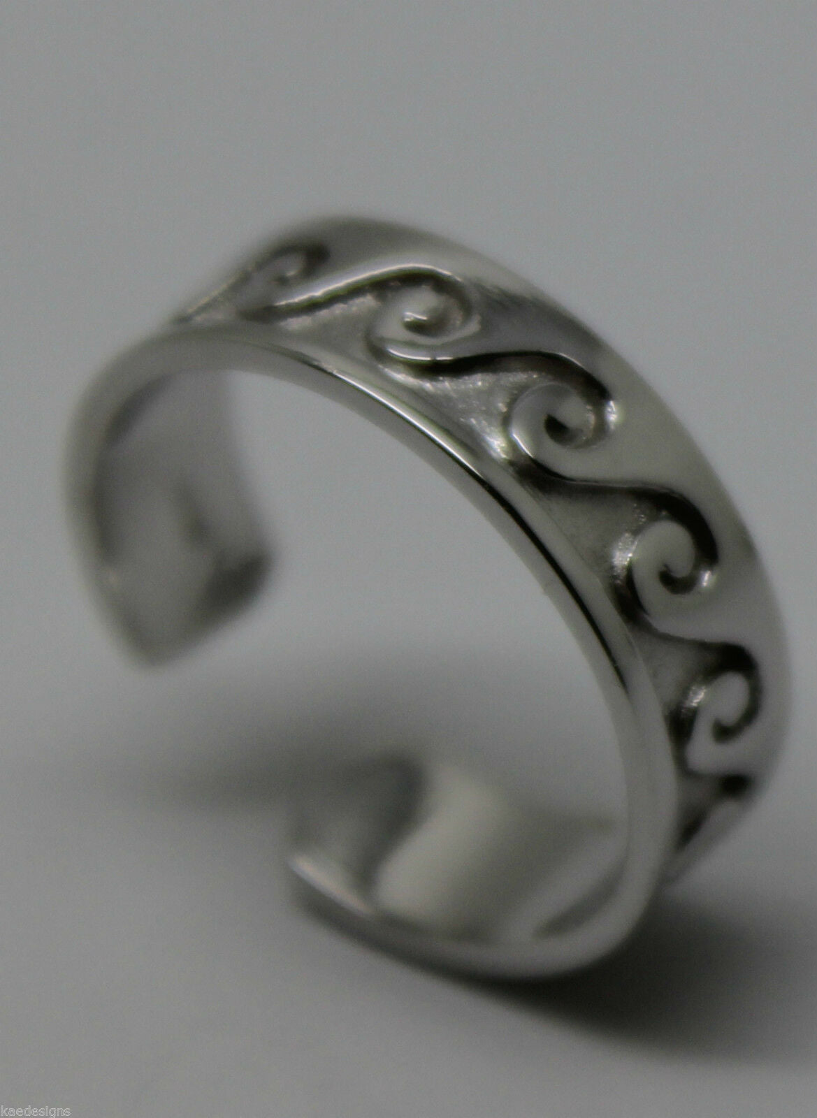 Genuine Full Solid 9ct Yellow or Rose or White Gold or Sterling silver Surf Wave Toe Ring