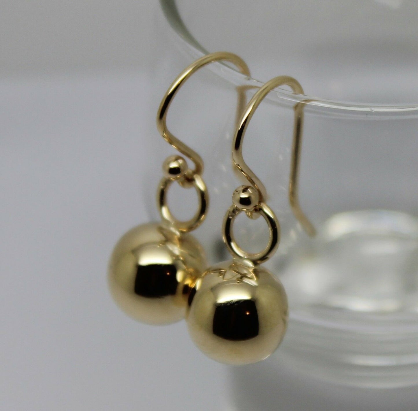 Kaedesigns New 9ct Yellow, Rose or White Gold 10mm Euro Ball Drop Earrings