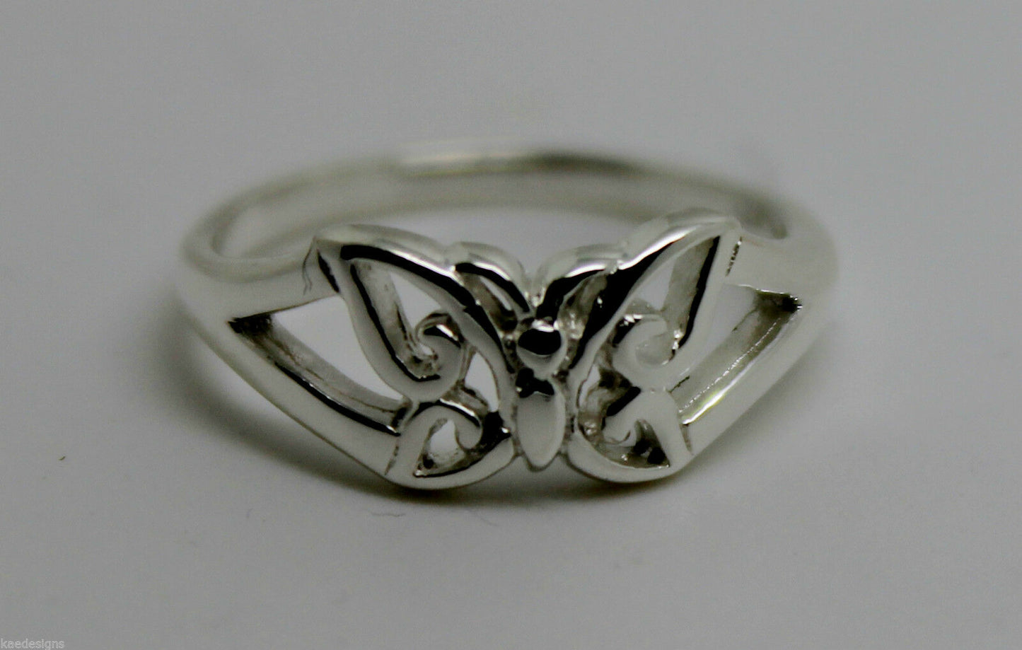 Size F, Genuine Child's Full Solid Sterling Silver 925 Butterfly Ring 217