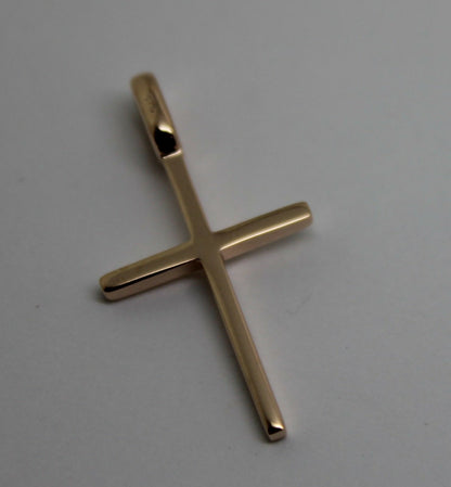 Genuine Solid New 9ct 9K Yellow, Rose or White Gold Thin Plain Cross Pendant