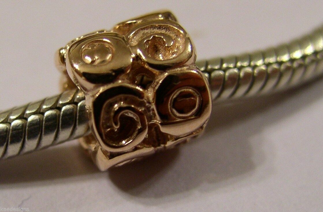 Kaedesigns, Genuine 9ct Yellow Or Rose Or White Gold Swirl Bead Charm