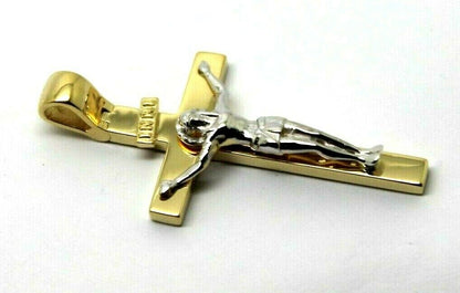 Genuine 18ct 750 Yellow & White Gold Full Solid Heavy Crucifix Cross Pendant