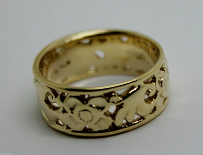 Size M - Kaedesigns, New Genuine  Solid 9ct 9K Yellow, Rose and White Gold Filigree Ring 275A