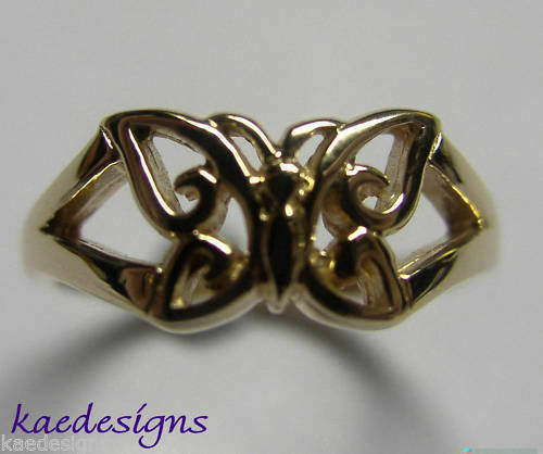 Genuine Solid 9ct 9k White Or Rose Or Yellow Gold Butterfly Ring 217 Choose Size