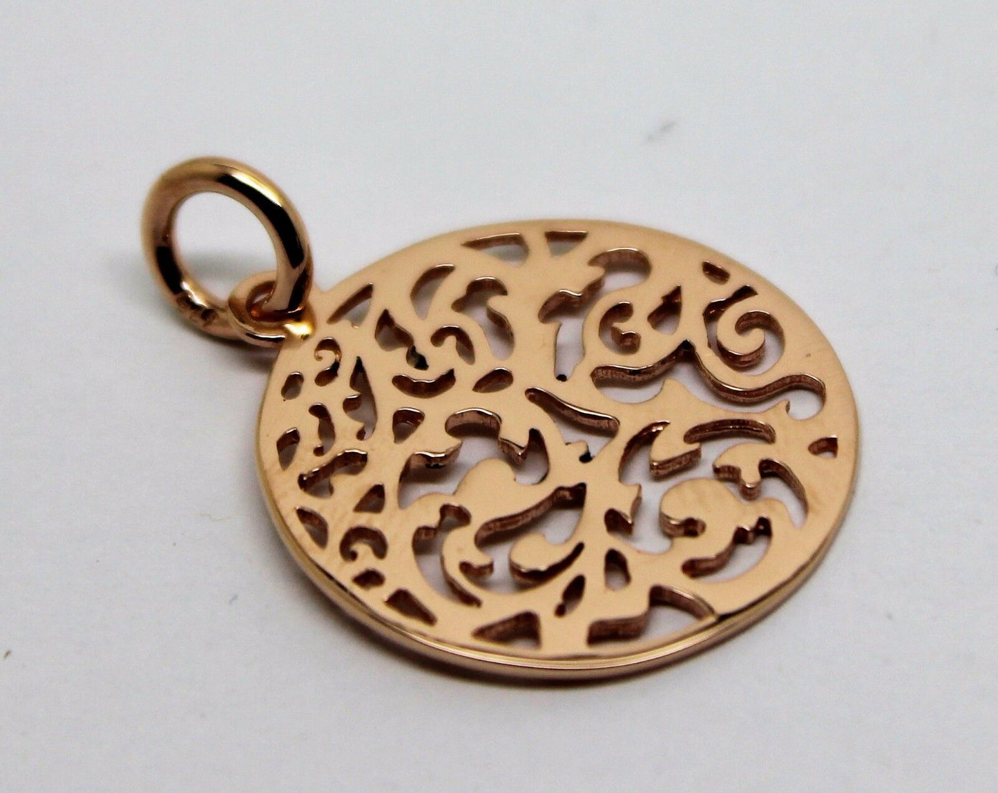 Genuine Solid 9ct 9kt Yellow, White Or Rose Gold Round Filigree Pendant