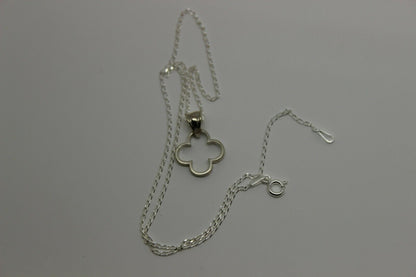 Sterling Silver 925 40cm Necklace & Small Four Leaf Clover Pendant + Chain