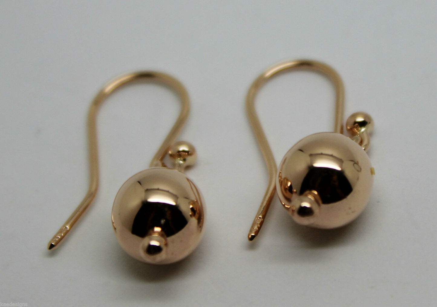 Kaedesigns, New Genuine  9ct 9kt Yellow, Rose or White Gold 8mm Euro Ball Drop Earrings