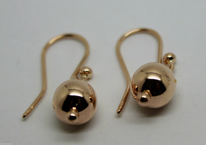 Kaedesigns, New Genuine  9ct 9kt Yellow, Rose or White Gold 8mm Euro Ball Drop Earrings