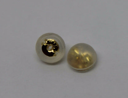 Genuine New 18ct Yellow Or White Gold Disc Silicone Butterfly Earring Backs