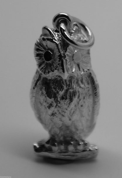 Heavy Genuine Sterling Silver 925 3D Heavy Owl Pendant