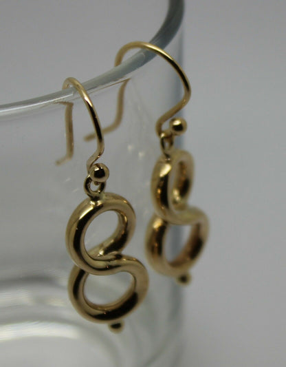 Genuine New 9ct Yellow, Rose or White Gold Swirl Drop Hook Earrings