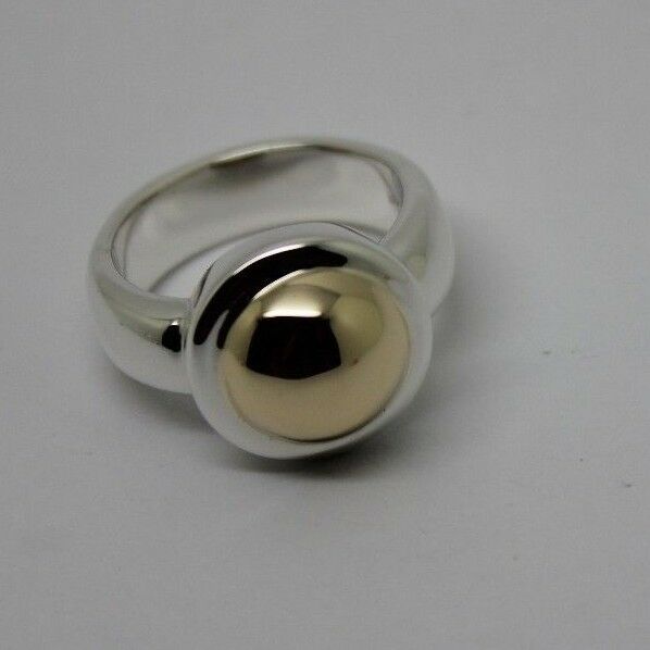 Size Q 1/2  Kaedesigns New Genuine Sterling Silver & 9ct Yellow Gold Half Ball Ring