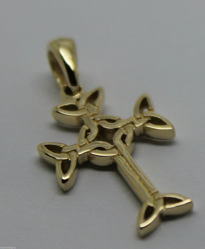 Genuine New Small 9ct Yellow Or Rose Or White Gold Celtic Cross Pendant