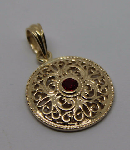 Kaedesigns, 9ct Yellow Gold or White Gold or Rose Gold filigree Ruby pendant