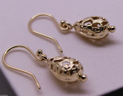 Kaedesigns 9ct 9k Yellow Or White Or Rose Gold 375 Teardrop Filigree Earrings