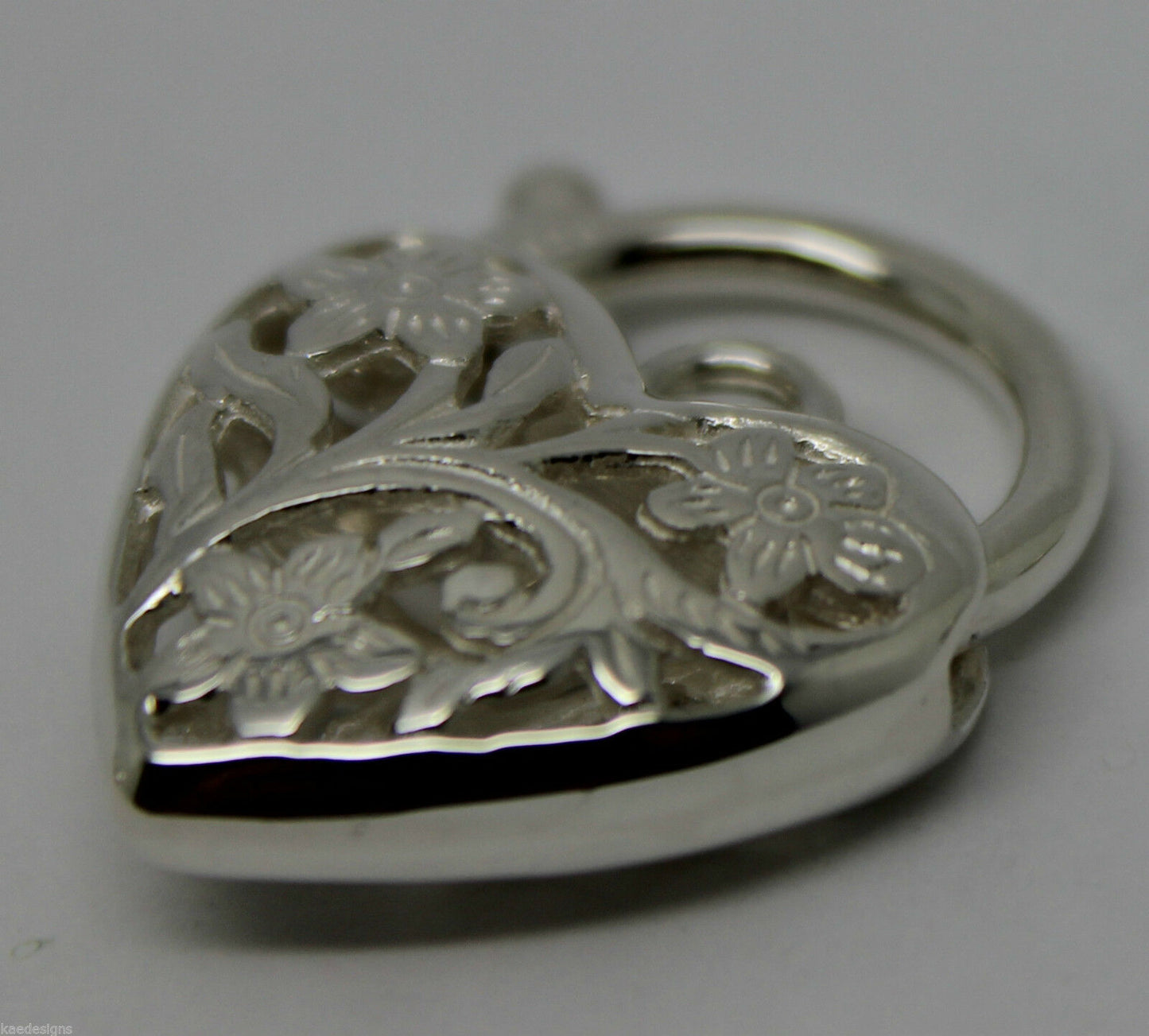 Sterling Silver 925 Filigree Heart Pendant Padlock 4 Sizes,14mm,15mm,18mm, 23mm