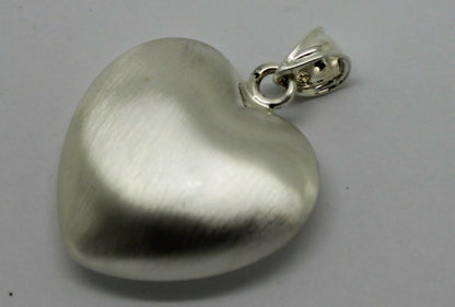 Sterling Silver Matt Finish 925 Medium Bubble Heart Pendant