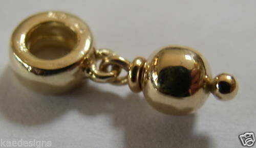 Genuine 9ct Yellow or Rose or White Gold or Silver Ball bead for charm bracelet