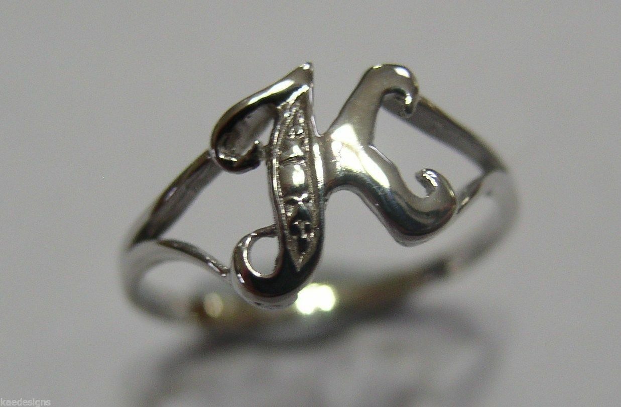 Genuine Delicate 9ct 375 Yellow, Rose or White Gold Initial Ring K