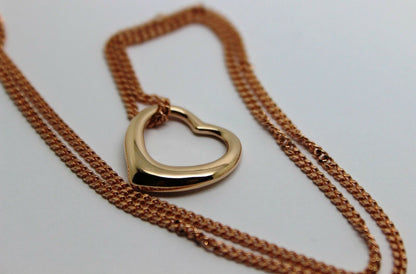 New 9ct 9kt Rose Gold / 375 Belcher Chain Necklace 44cm + Heart Pendant