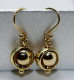Kaedesigns, Genuine 9ct 9kt Yellow, Rose or White Gold Spinning Belcher Ball Drop Earrings
