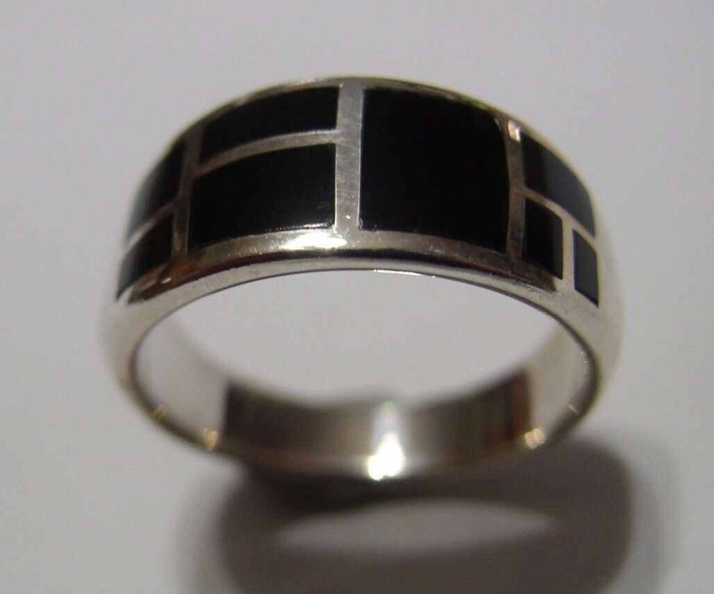 Genuine Sterling Silver 925  Black Enamel Ring