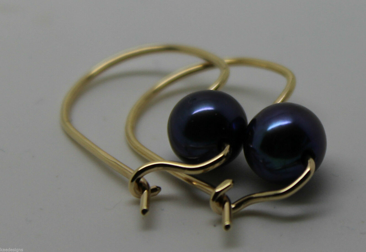 Kaedesigns New 9ct Yellow, Rose or White Gold 7mm Black Pearl Hook Earrings