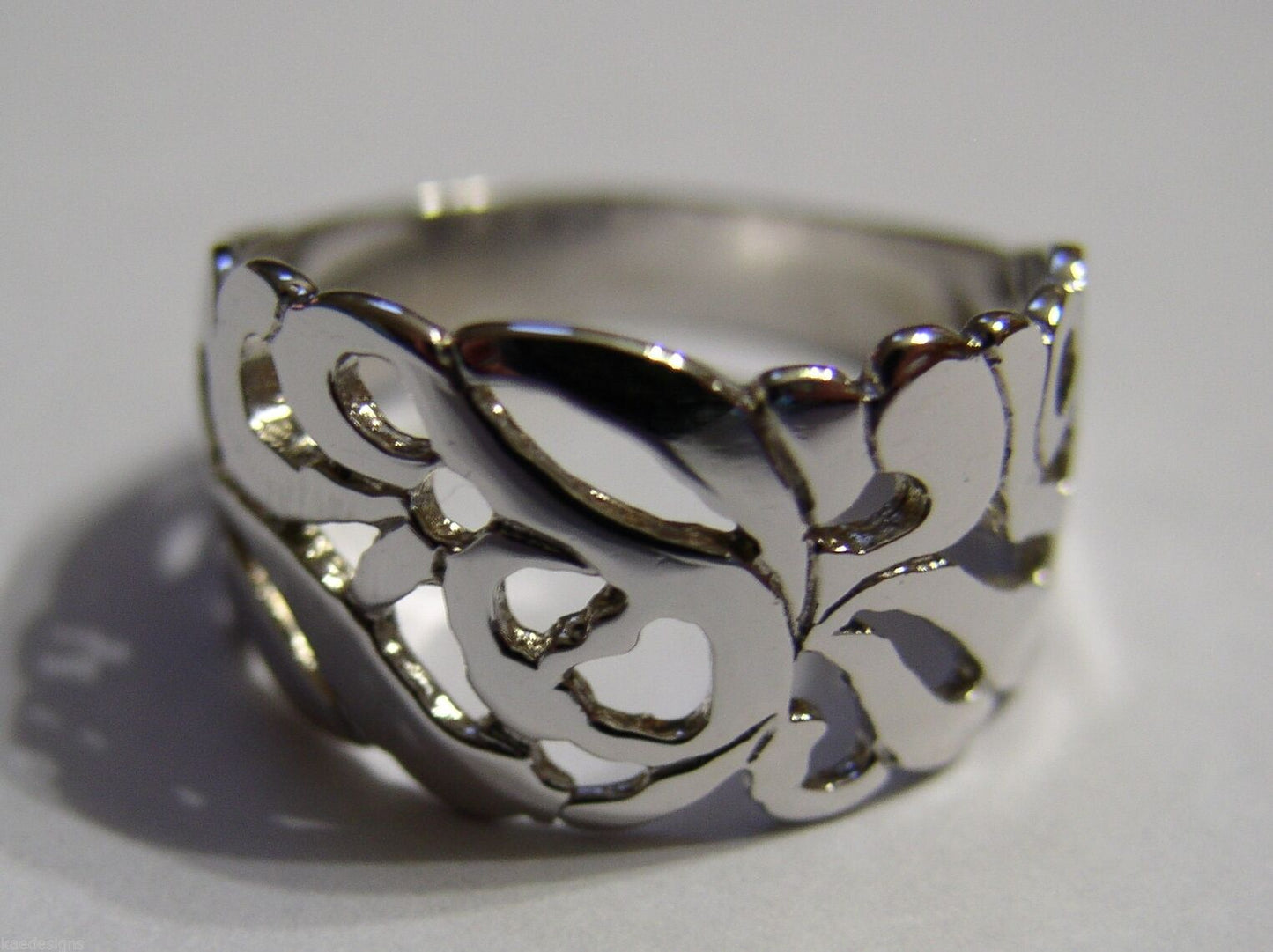 Kaedesigns, New Sterling Silver 925 Wide Flower Filigree Ring 278