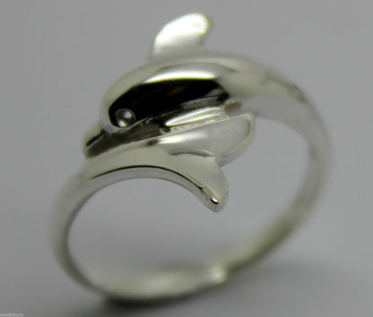 Genuine New 9ct Yellow or Rose or White Gold or Sterling Silver Dolphin Ring