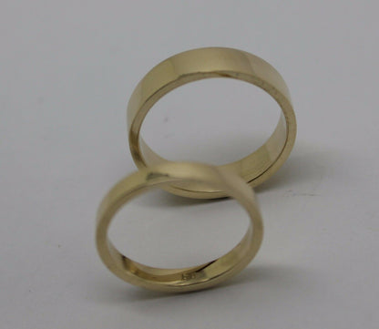 Genuine His & Hers Set Solid 9ct 9K Yellow Gold Flat Plain Wedding Bands Couple Rings