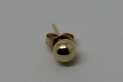 Genuine New 9ct 9kt Yellow Gold One Earring 4mm Stud Ball Earring