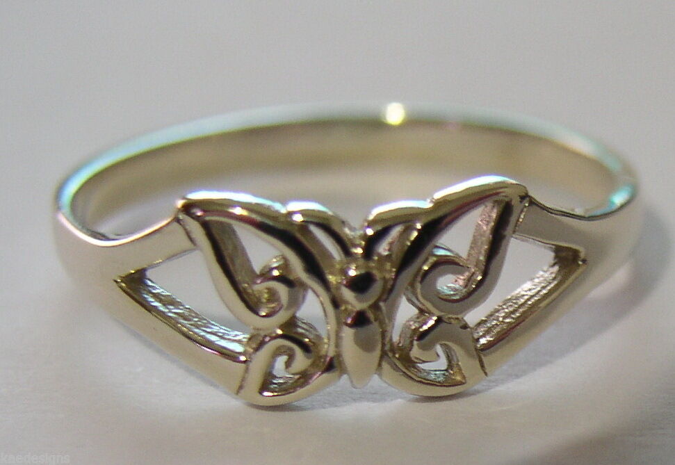 Genuine Solid 9ct 9k White Or Rose Or Yellow Gold Butterfly Ring 217 Choose Size