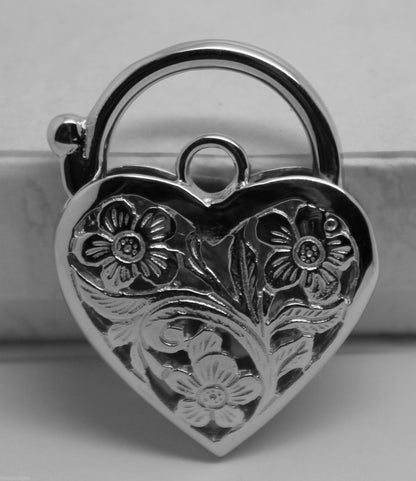 Kaedesigns New Sterling Silver Largest Heavy Large Heart Locket Padlock Filigree