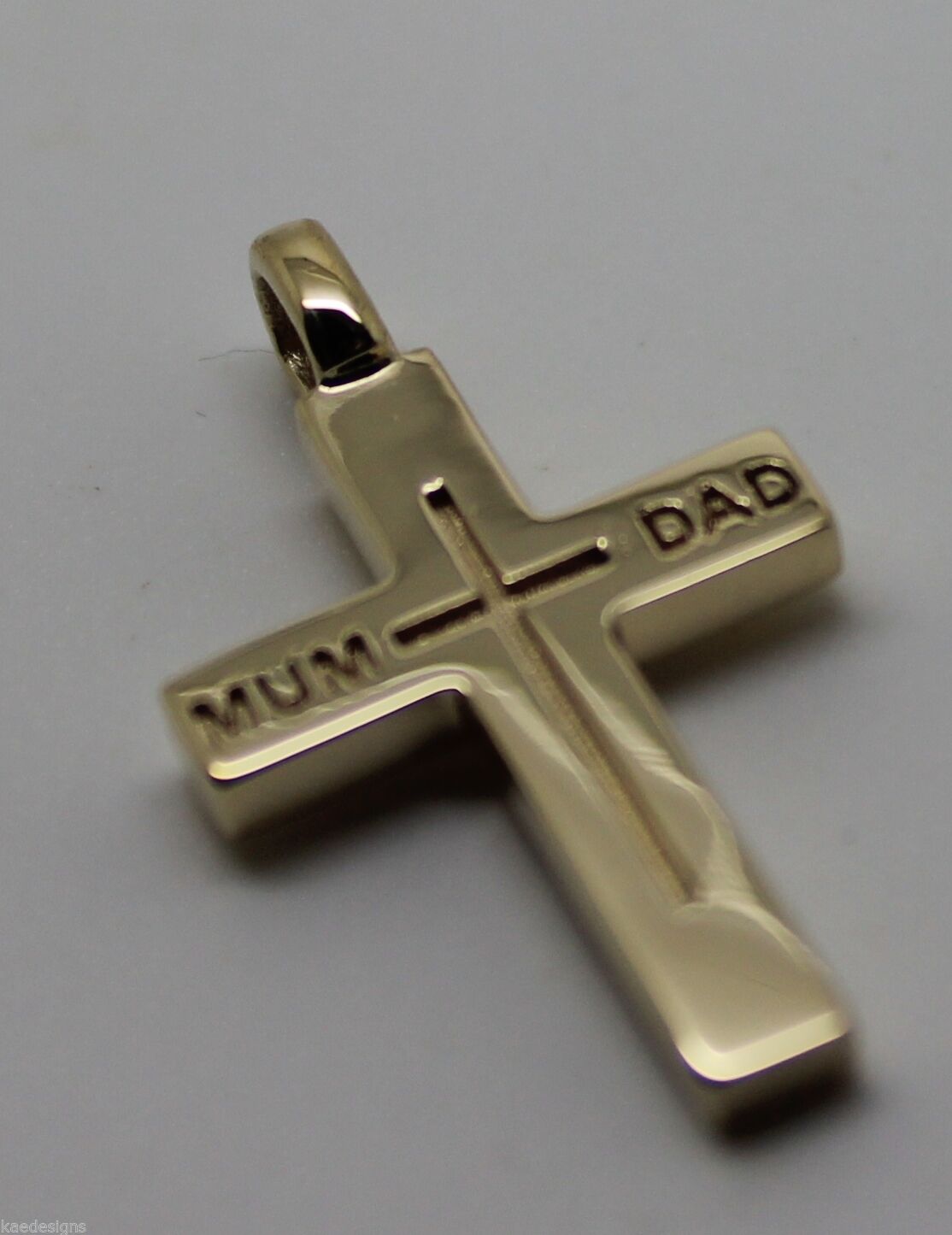 Kaedesigns New 375 9ct Yellow or Rose or White Gold Love Mum & Dad Cross Pendant