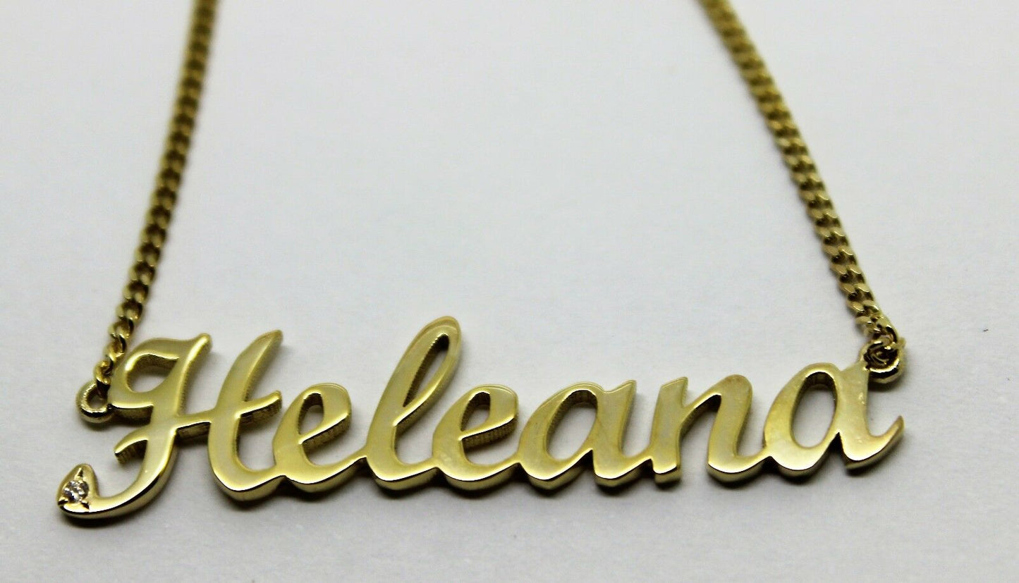 Genuine Solid 9ct 375 Yellow, Rose or White Gold Diamond Nameplate Pendant Necklace Any Name!