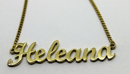 Genuine Solid 9ct 375 Yellow, Rose or White Gold Diamond Nameplate Pendant Necklace Any Name!