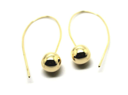 Genuine Large Hooks 9ct Yellow, Rose or White Gold 8mm Euro Ball Drop Earrings