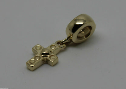 Genuine 9ct Yellow or Rose or White Gold or Silver Cross bead for charm bracelet