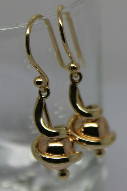 Kaedesigns, 9ct Yellow Or White Or Rose Gold 8mm Hook Swirl Ball Drop Earrings