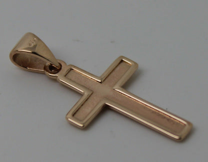 Genuine Small New 9ct 9K Yellow, Rose or White Gold Plain Cross Pendant